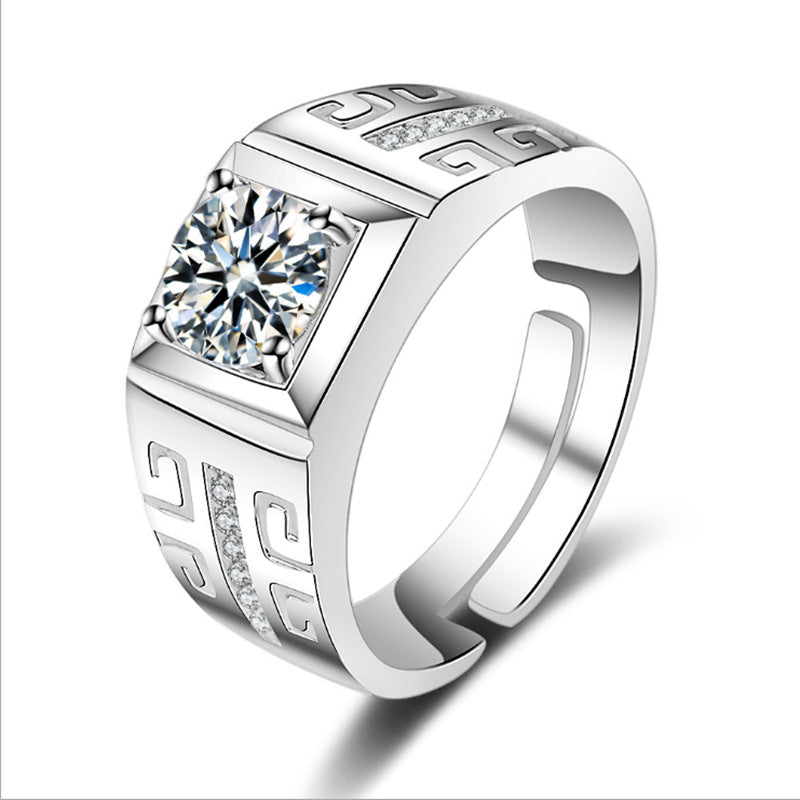 Women's & Men's Diamond Simulation Zircon Opening Wedding Gold Rings