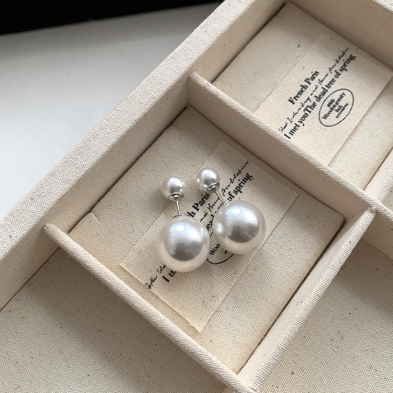 Big Small Balls Two Sides Pearl Earrings