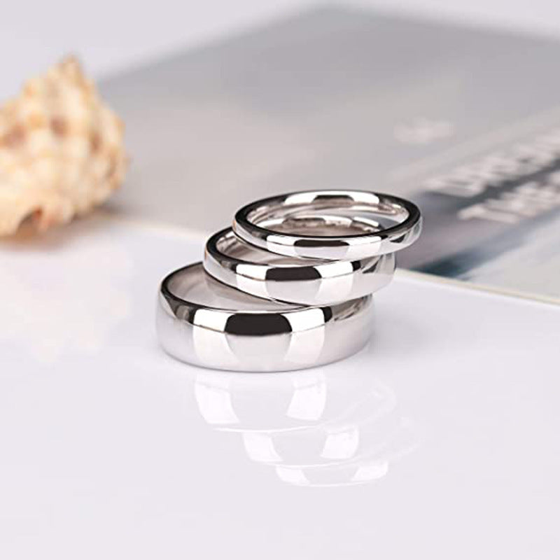 Glossy Titanium Steel Wedding Couple Engagement Stainless Ring