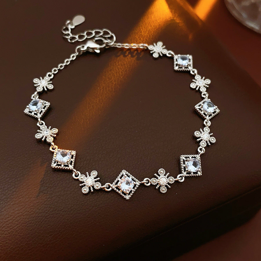 Irregular Square Flower Heart Water Drops Light Luxury High Bracelet