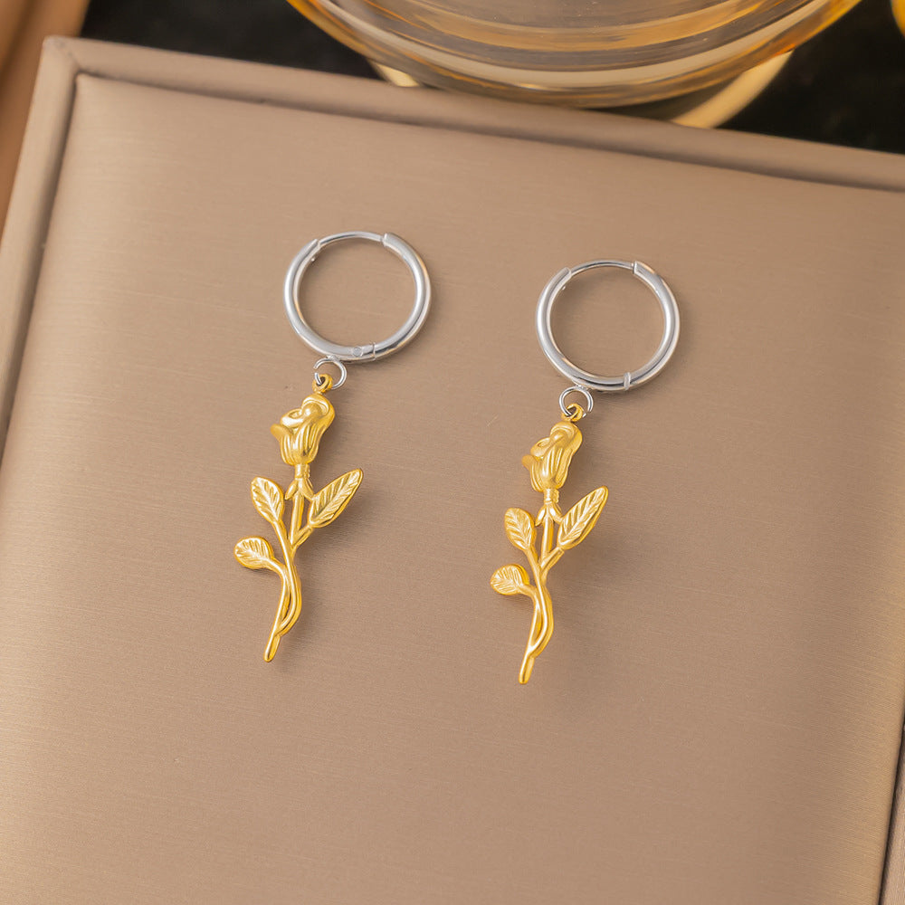 Women's Elegant Stainless Steel Starfish Chain Niche Earrings