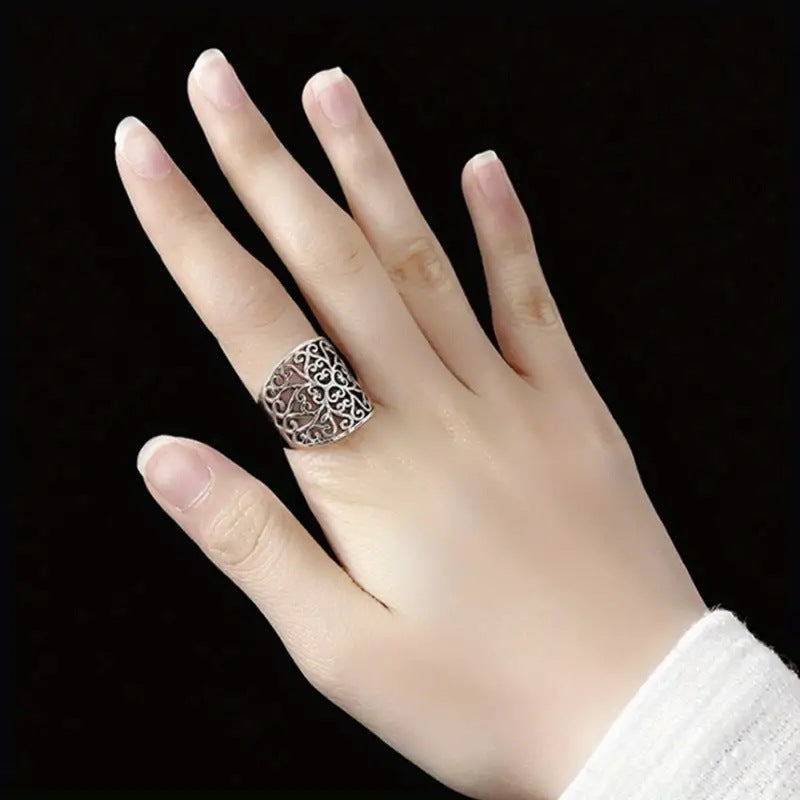 Hollow Pattern Bohemian Style Wide Unisex Rings