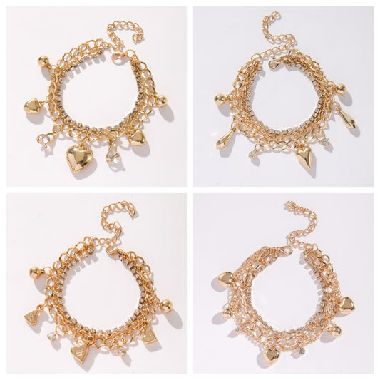 Women's Advanced Texture Love With Diamond Duo Bracelets