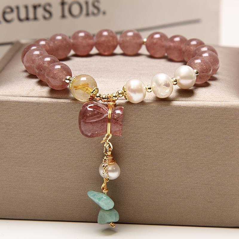 Women's Natural Garnet Crystal Jewelry Girlfriend Gifts Bracelets