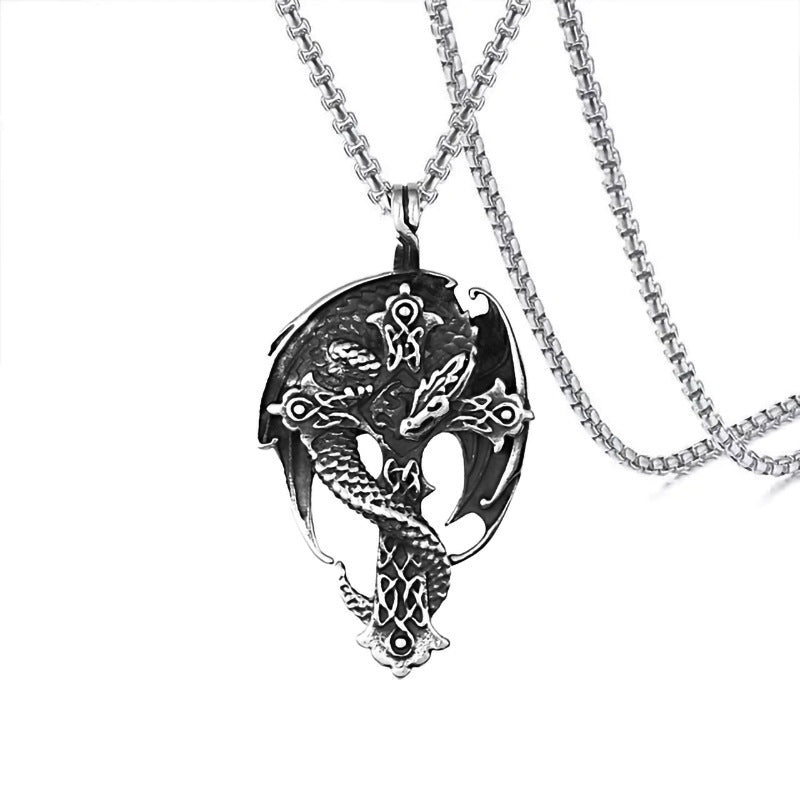 Men's Ornament Retro Titanium Inlaid Gemstone Dragon Pendants