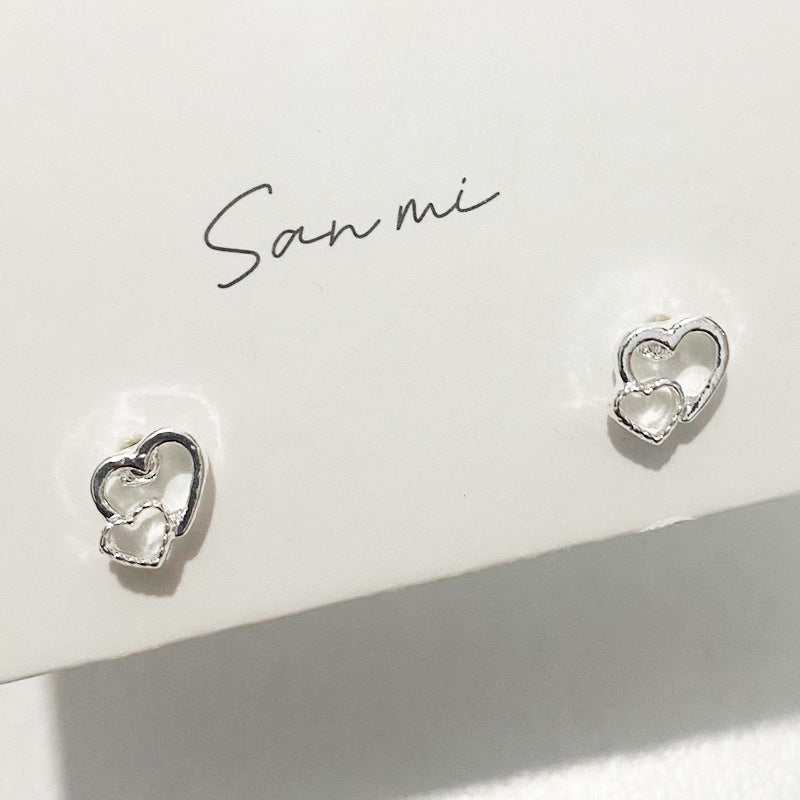 Fresh Plain Sier Plated Bow Female Small Simple Stud Earrings
