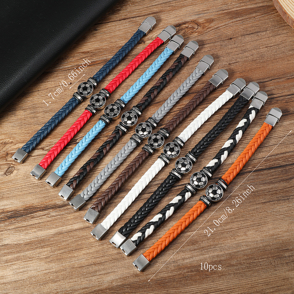 Men's Snap Joint Alloy Football Leather Team Bracelets