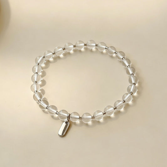 Women's & Men's Korean Style Black Agate White Crystal Bracelet
