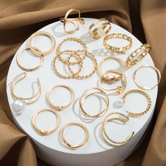 Heart-shaped Open Piece Set Knuckle Metal Ornament Rings
