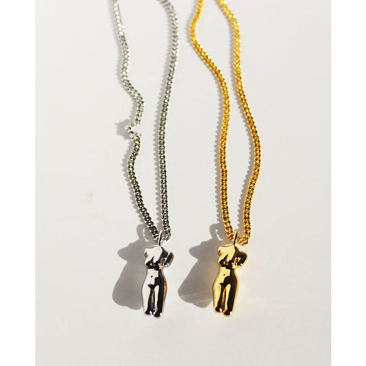 Glossy Body Sculpture Three-dimensional Portrait Twin Necklaces