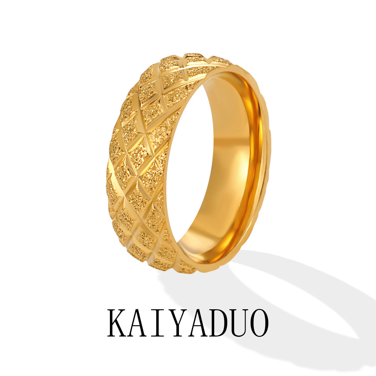 Frosted Flash Cross Diamond Plaid Fashion Personality High Sense Titanium Rings