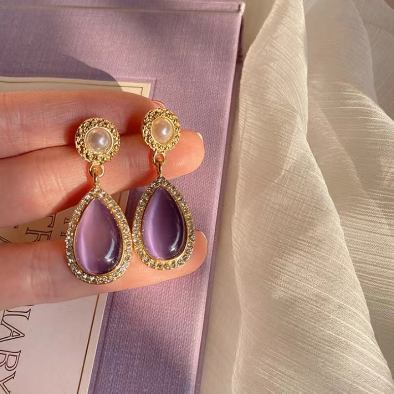 Purple Flower Crystal Super Fairy Lovely Generous Earrings