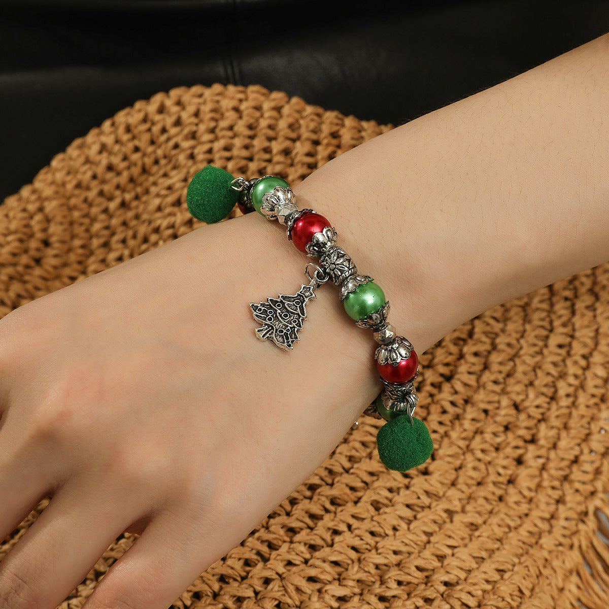 Jewelry Colorful Crystal String Beads Christmas Tree Bracelets