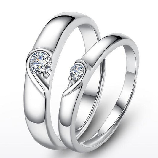 Women's & Men's Couple Fashion Simple Fight Loving Heart With Rings