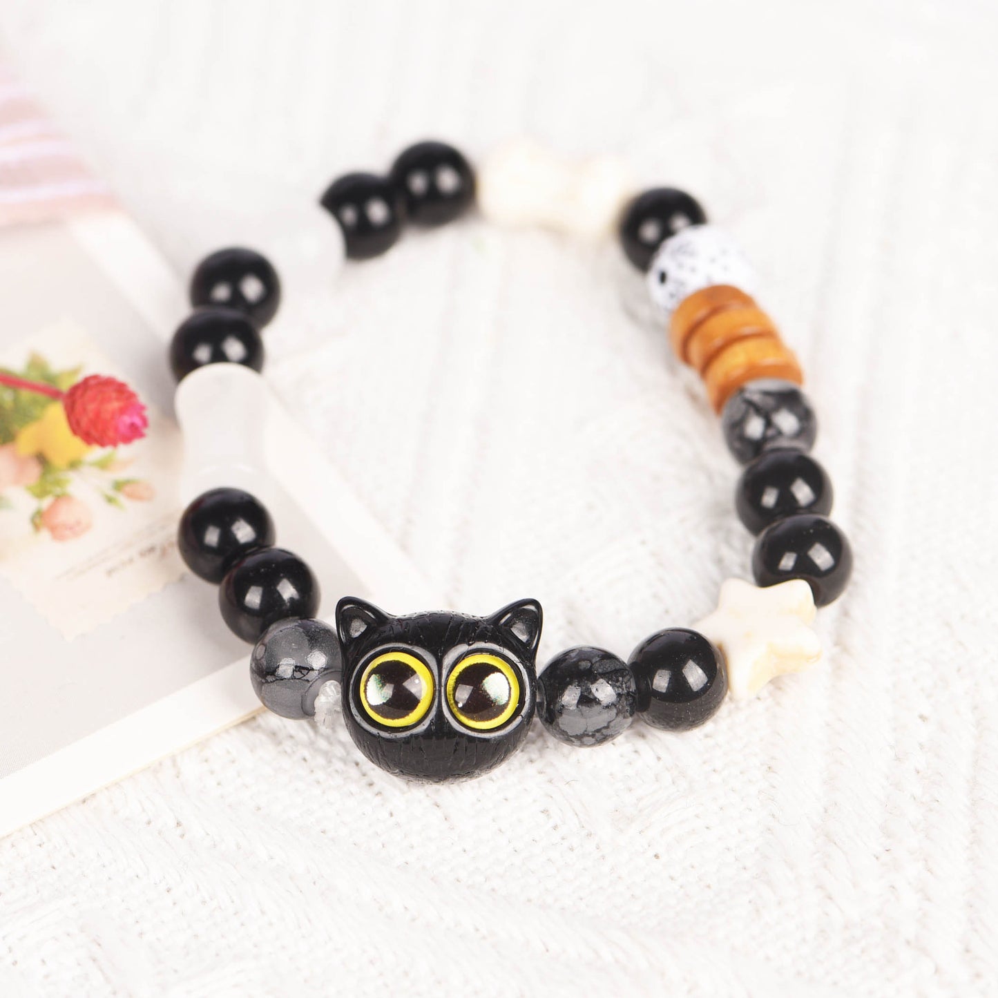 Cat Beaded Cute Elastic String Ceramic Bracelets