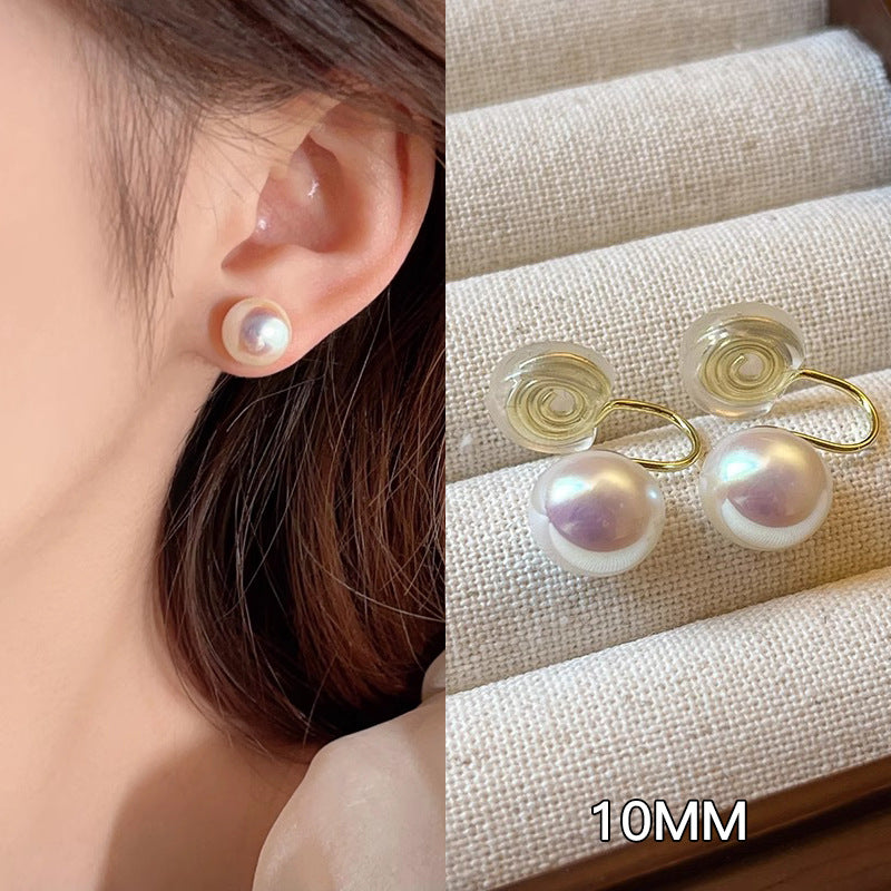 Bread Pearl Sier Needle Temperament Light Earrings