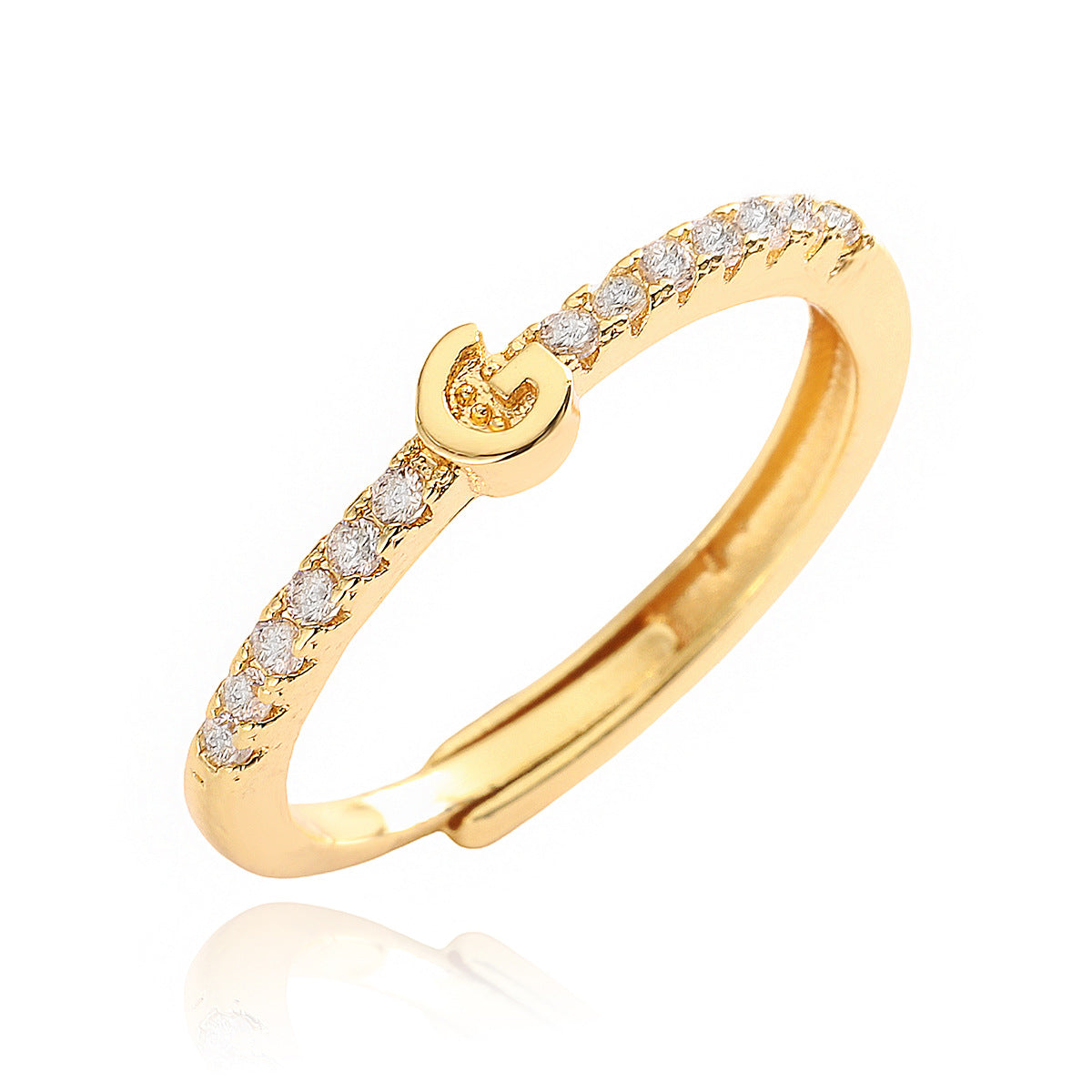 Simple Light Luxury Gold Zircon English Rings