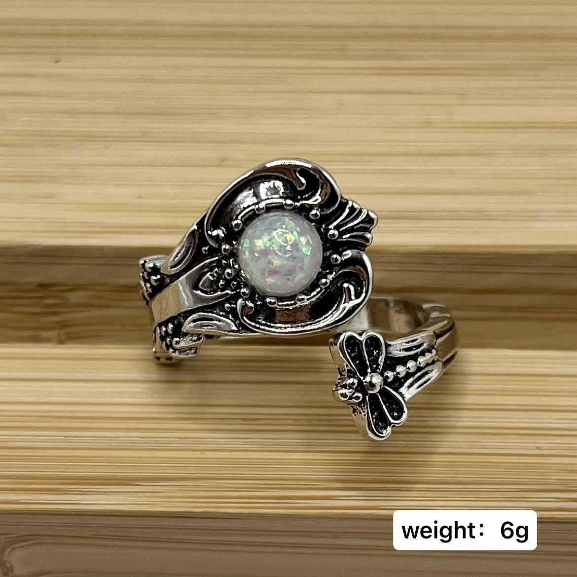 White Fire Opal Thumb Birthstones Fashion Rings