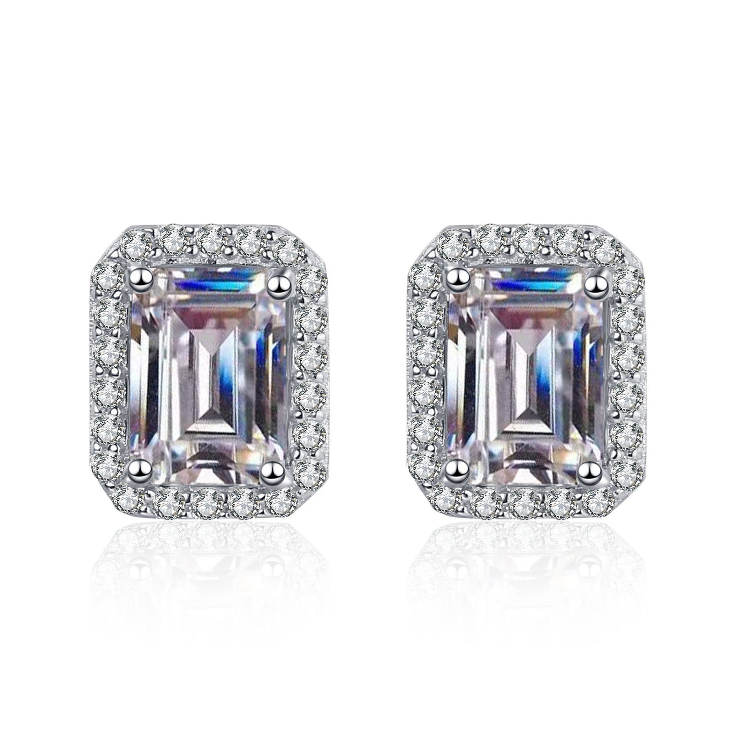 Women's Sterling Sier Inlaid With Emerald Cut Earrings