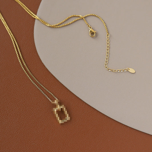 Decor Frame Square Sweater Chain Mid-length Titanium Necklaces