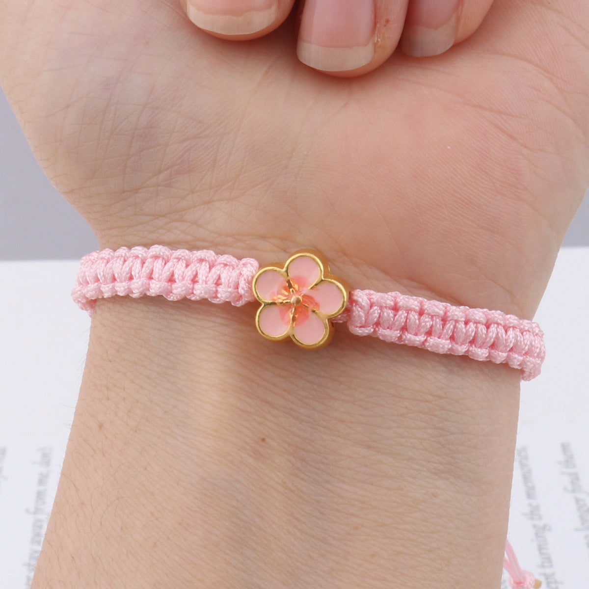 Candy Color Peach Blossom Flat Knot Bracelets