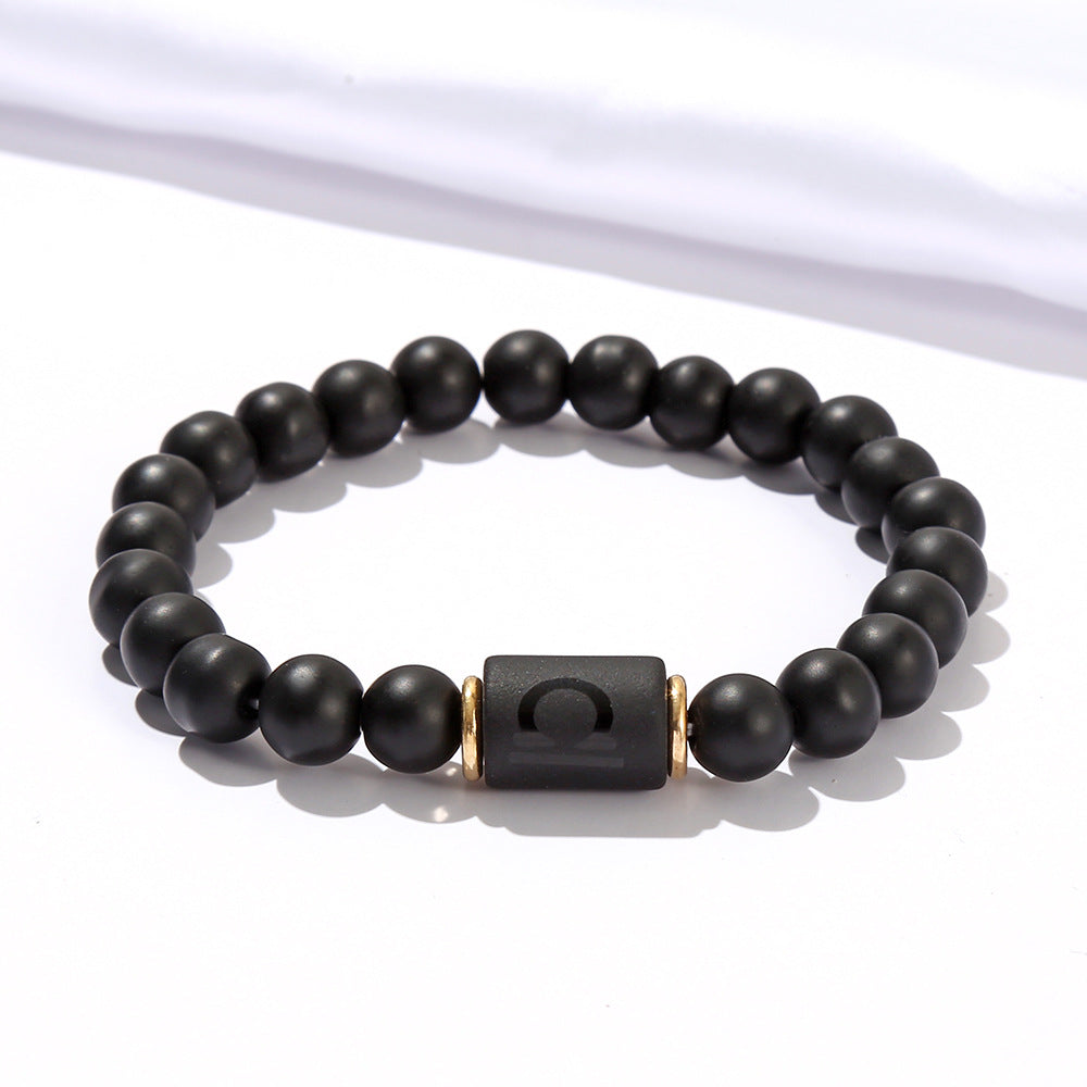 Elastic Twee Constellation Black Frosted Agate Bracelets