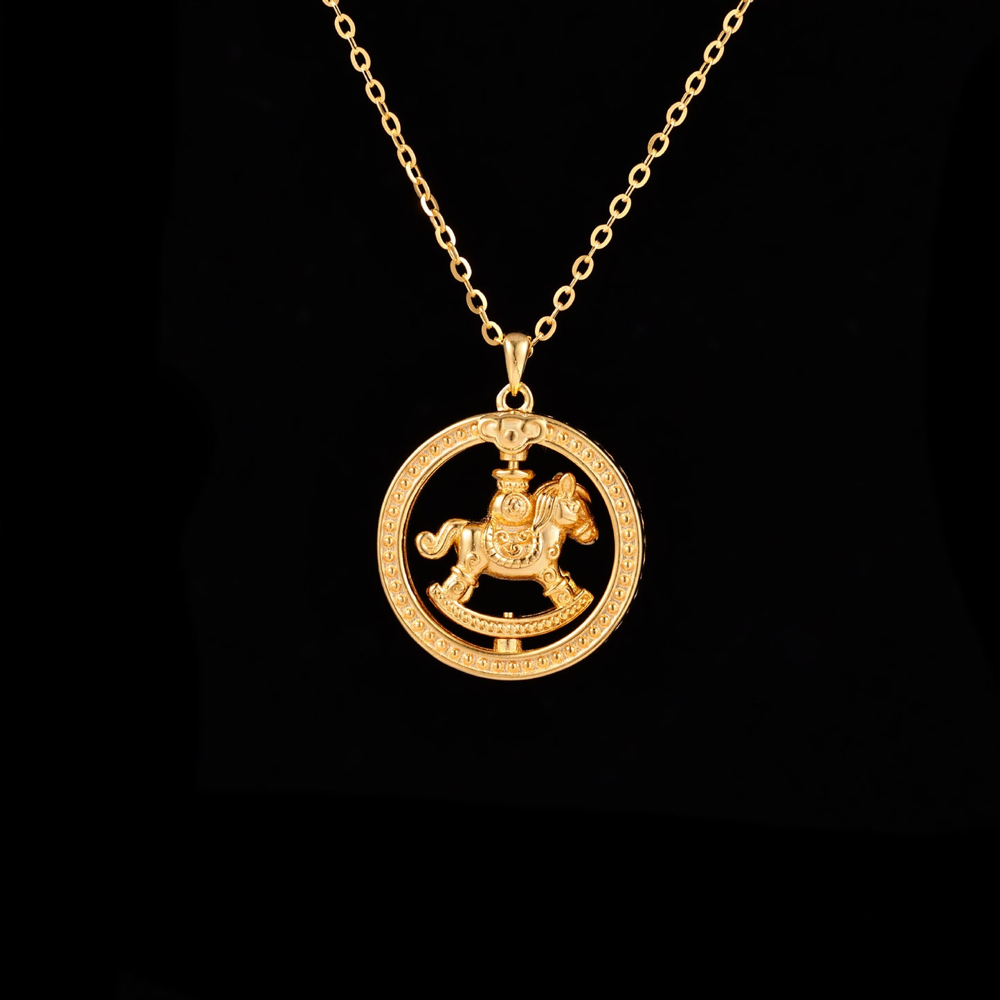 Ancient Style Alluvial Rotating Sunflower Compass Chinese Necklaces