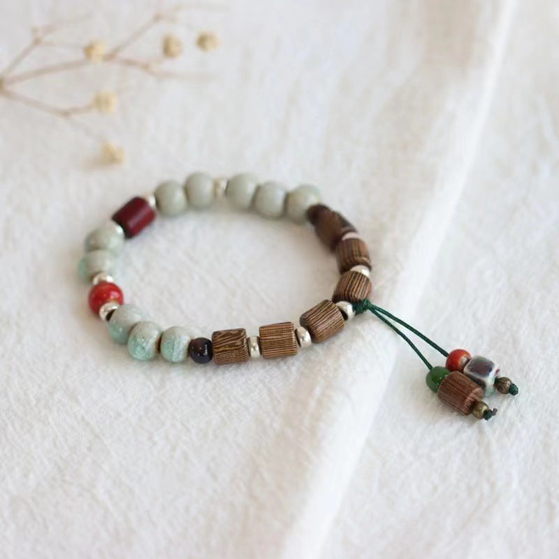 Women's Elephant For Couple Girlfriends Chinese Retro Natural Stone Woven Bracelets