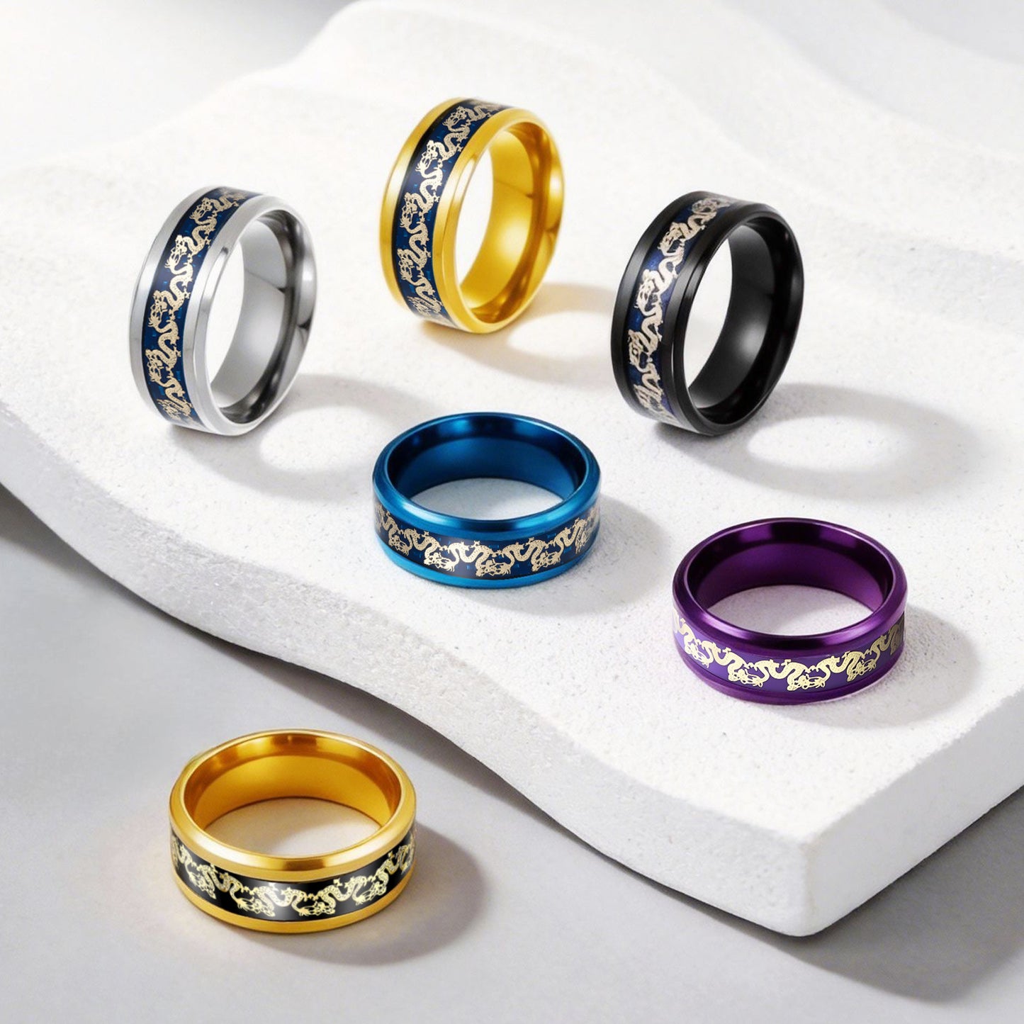 Retro High-grade Double Beveled Blue Bottom Ring