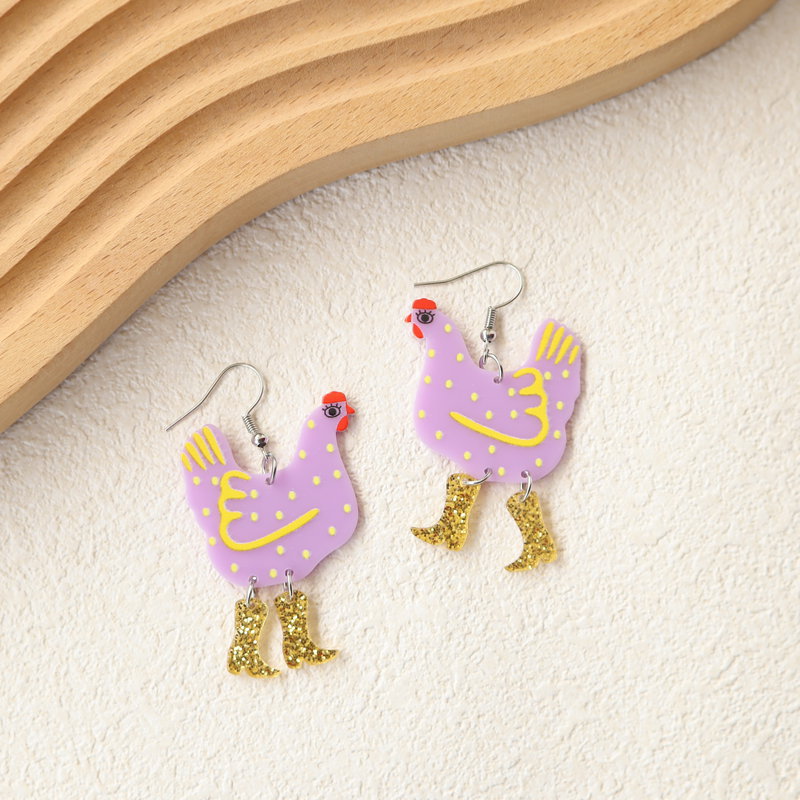 Creative Acrylic Funny High Heels Cock Earrings