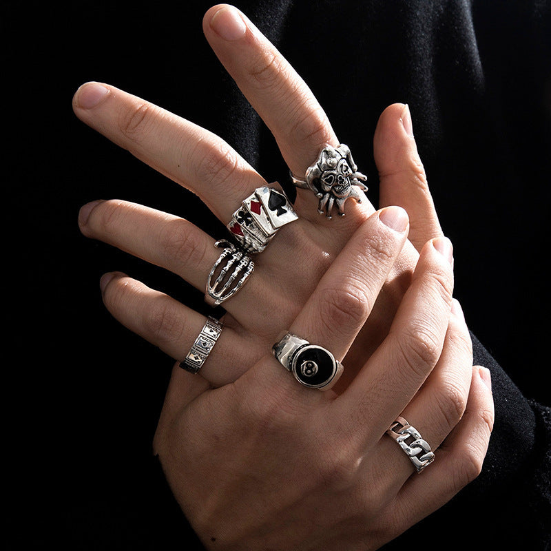 Creative Retro Dark Personality Spider Snake Bat Skull Double-headed Hip Rings