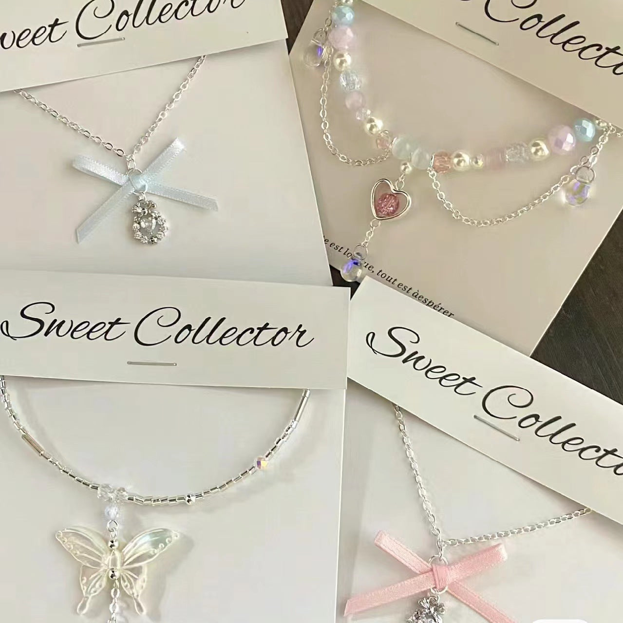 Heart Bow Pearl Korean Artsy Temperament Necklaces