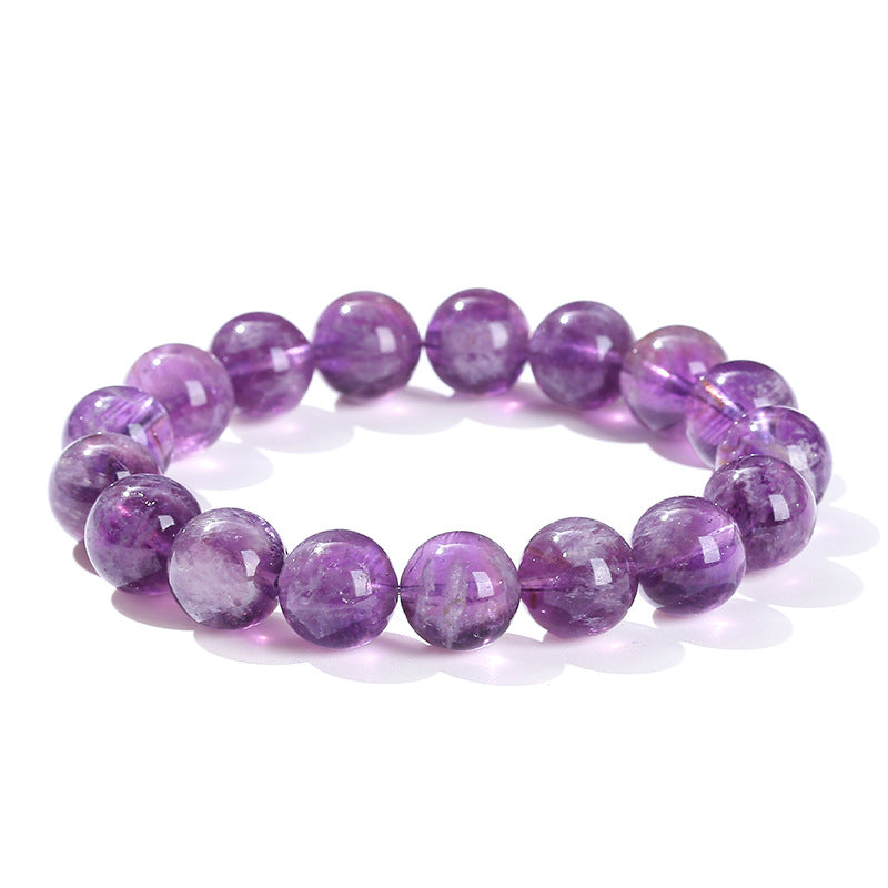 Women's Natural Purple Rabbit Fur Crystal Simple Amethyst Hair Round Bracelets