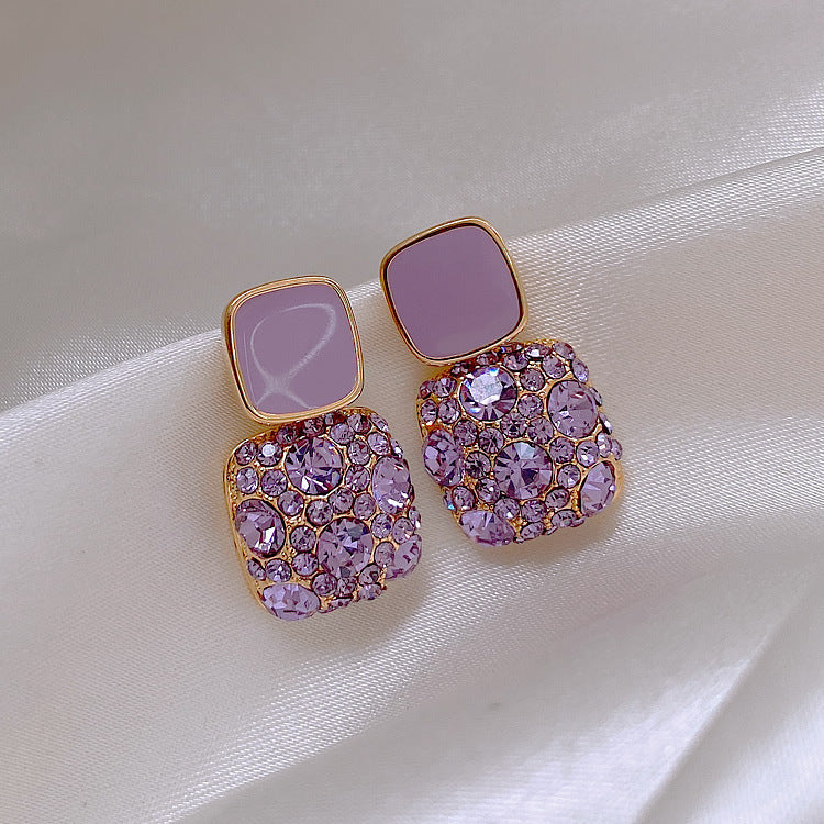 Women's Super Fairy Pink Simple Graceful Geometric Square Earrings