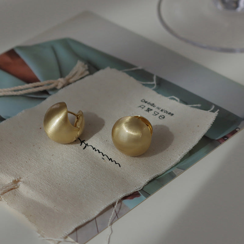 Women's Brushed Metal Ball Simple Fashion Personality Earrings