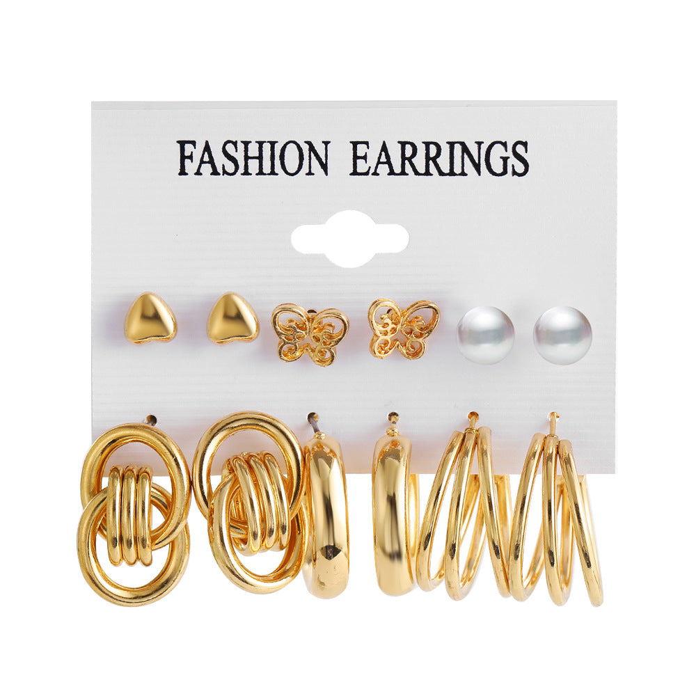 Unique Punk Style Gold Creative Metal Heart Stud Earrings