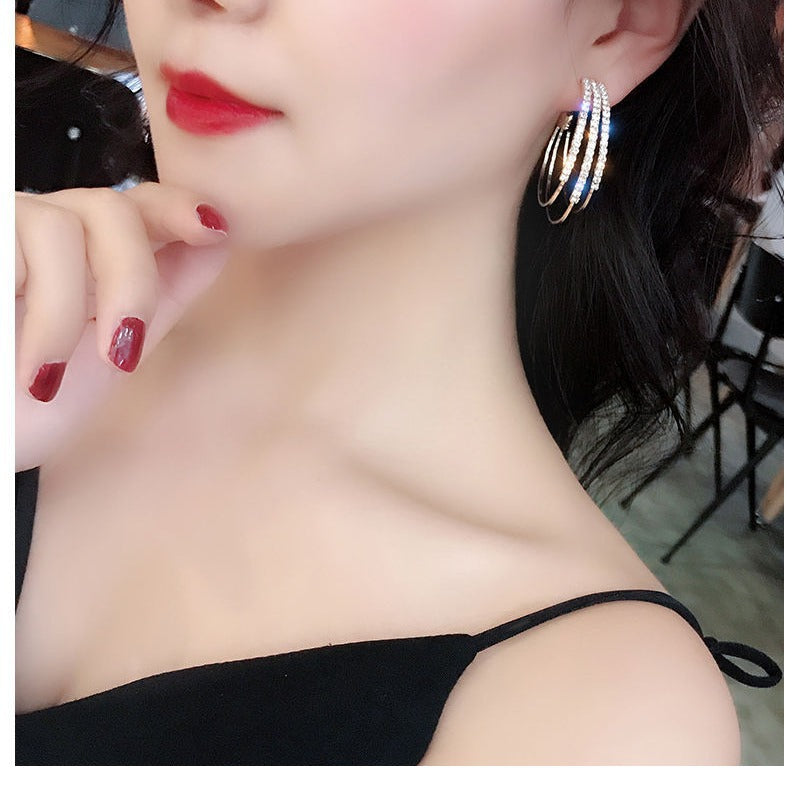 Needle Hoop Female Temperamental Personalized Shaped Ear Refined Earrings