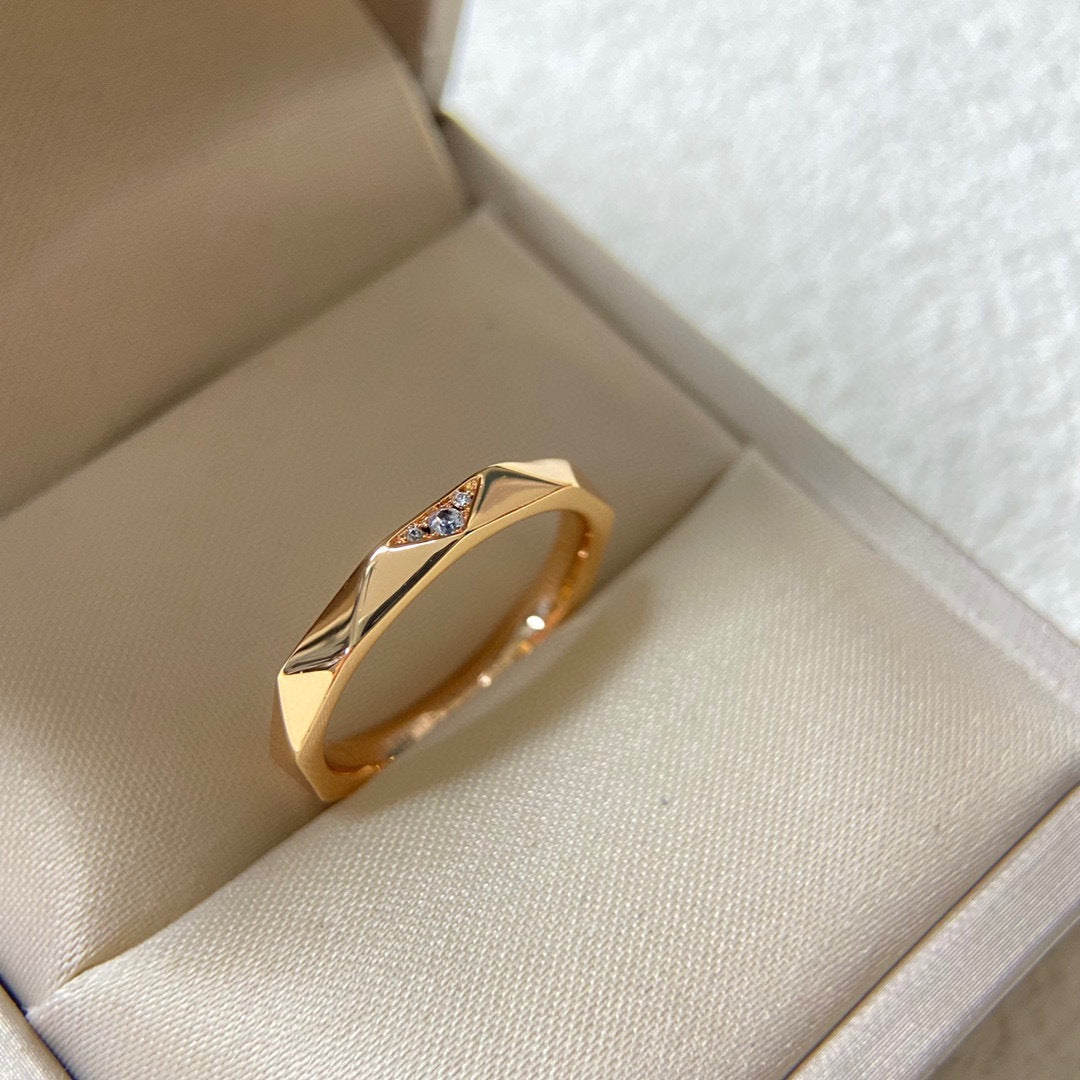 Sier High Version Glossy Diamond Couple Mobius Strip Spiral Light Ring