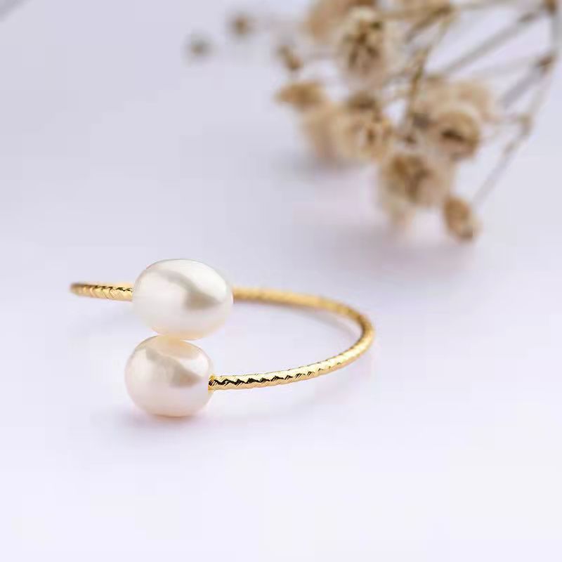 Freshwater Pearl Water Drop Elastic Opening Rings