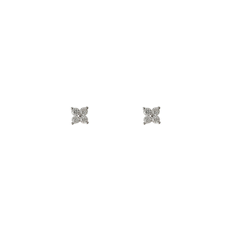 Micro Inlaid Zircon Sier Needle Plated Simple Fresh Earrings