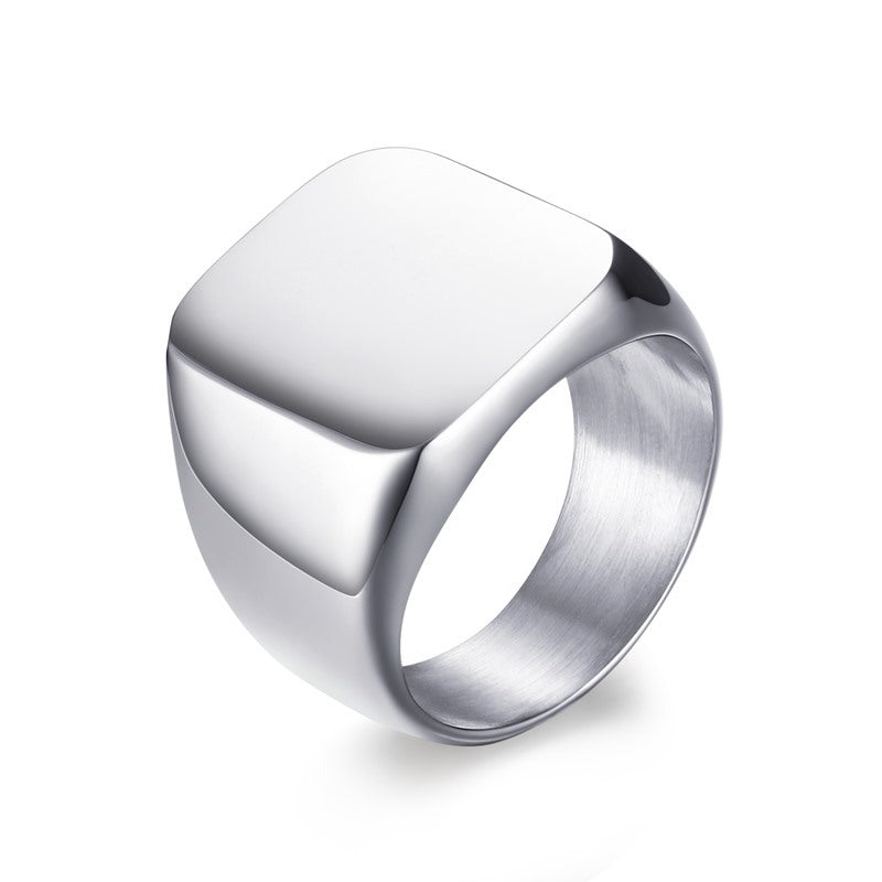 Men's Stainless Steel Simple Nude Square Titanium Rings