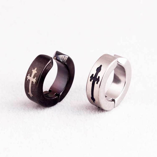 Korean Style Personalized Cross Titanium Steel Earrings