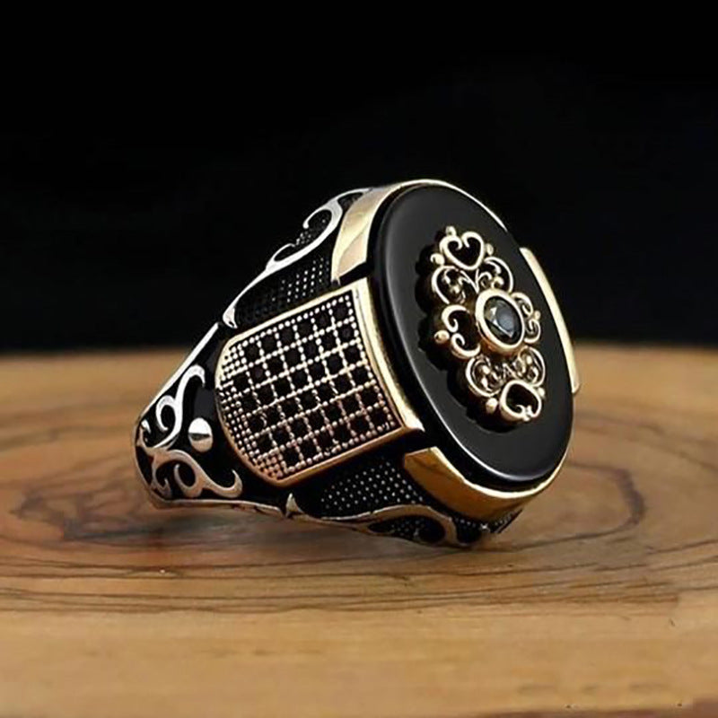 Men's Ornament Geometric Ellipse Black Acrylic Personality Rings