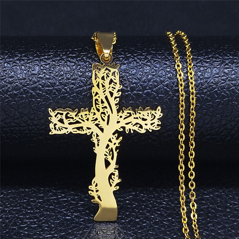 Women's & Men's Steel Cross Shelf Gold Jewelry Simple Pendants