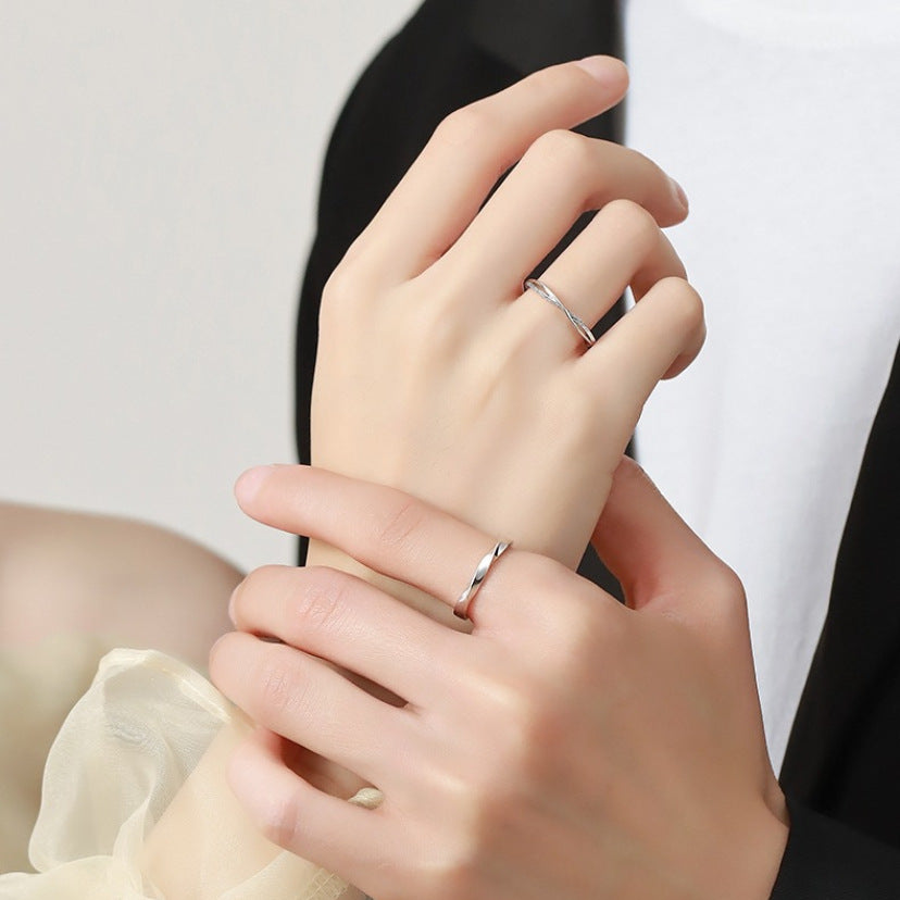 Sier Meet Happy Couple Simple Light Rings