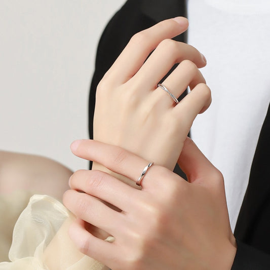 Sier Meet Happy Couple Simple Light Rings