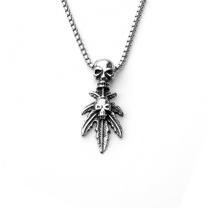 Men's Skull Titanium Steel Personality Half Face Necklaces