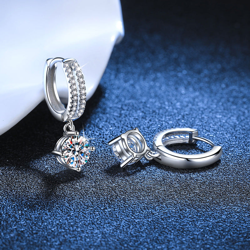 Sterling Sier Moissanite Elegant Classic Color Earrings