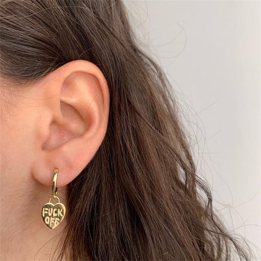 Hop Style Copper Plated Gold Letter Earrings