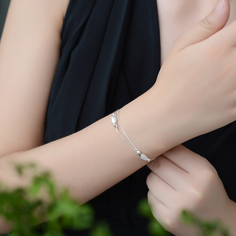 Plated Double Layer Light Bead Frosted Bracelet